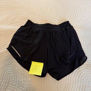 Black Lululemon Hotty Hot High-Rise Lined Short 4"